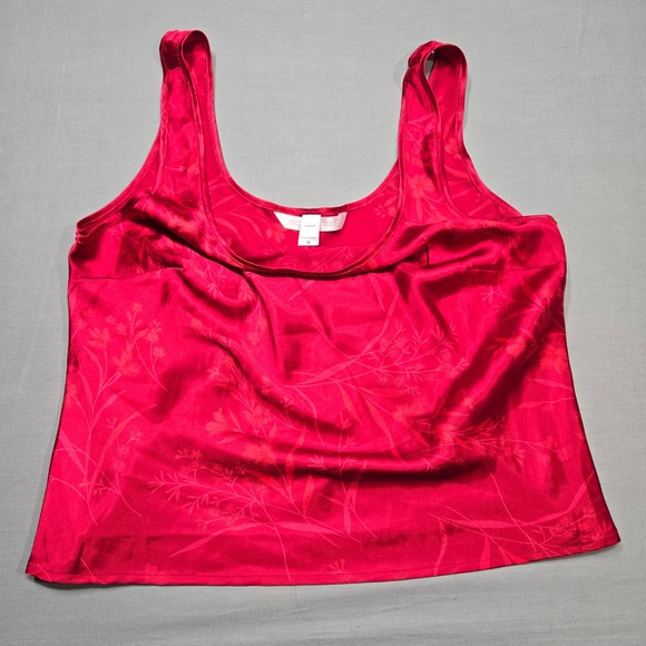 Victoria's Secret Tops - VTG Victorias Secret Red Floral Satin Cami Tank Top Dark Romantic Y2K Romantic
